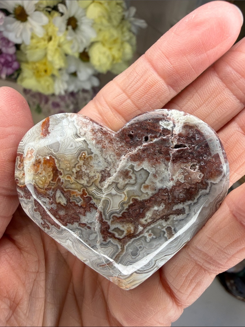 Mexican Crazy Lace Agate Heart & Palm Set: C1012 - Picture 7 of 8